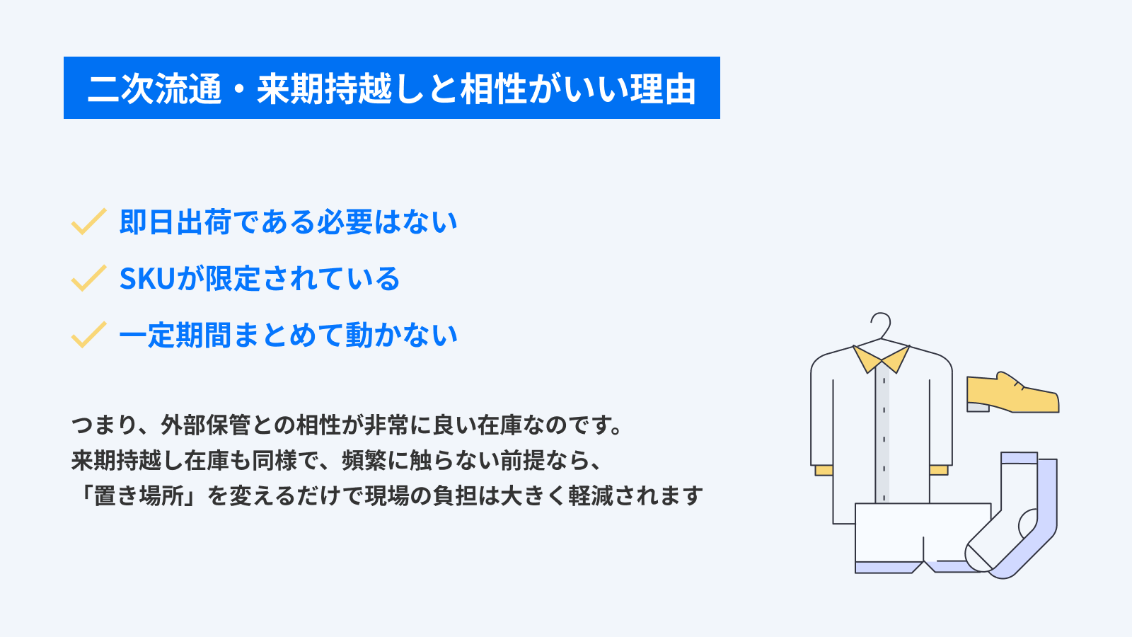 二次流通・来期持越しと外部保管