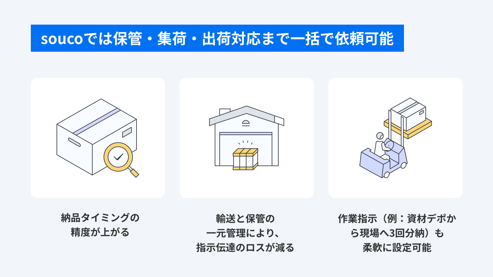 soucoが提供する資材デポの柔軟性
